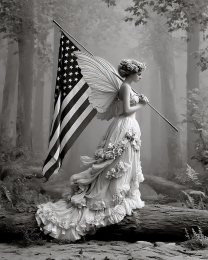 Young Angel Carrying the American Flag - USA 250 Wall Art