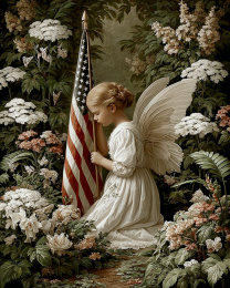 Vintage Angel with American Flag - USA 250 Wall Art