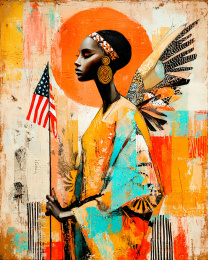 Pop Art Style Angel with American Flag - USA 250 Wall Art