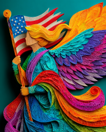 Cut Paper Style Angel Carrying the American Flag - USA 250 Wall Art