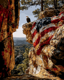 Bald Eagle on American Flag Cliff - USA 250 Wall Art
