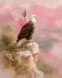 Ba;d Eagle and American Flag on a Pink Day - USA 250 Wall Art