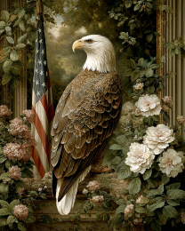 Vintage Bald Eagle American Flag Still-Life - USA 250 Wall Art