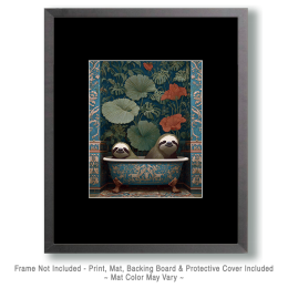 Art Nouveay Sloths in a Bathtub - Art for the Bathroom