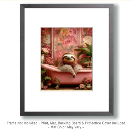 Sloth in a Pink Bathtub - Art for the Bathroom