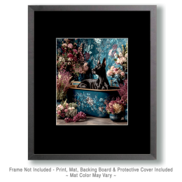 Great Dane in Floral Bathtub - Art for the Bathroom