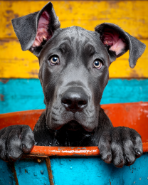 Great Dane Puppy in Bathtub - Art Prints for the Bathroom
