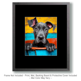 Great Dane Puppy in Bathtub - Art for the Bathroom