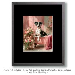 Great Dane in Pink Bathtub - Art for the Bathroom