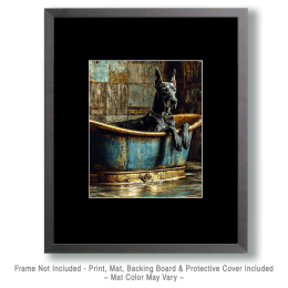 Vintage Style Great Dane in a Bathtub - Art for the Bathroom