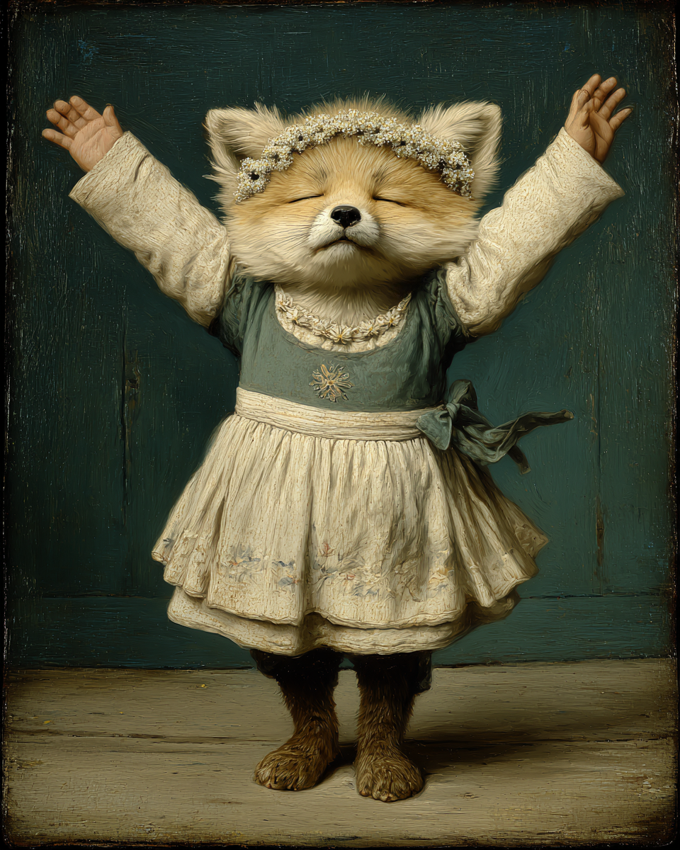Young Red Fox Dancing Like Nobody's Watching - Anthropomorphic Art Print