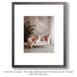 White Tiger on Pink Chaise Lounge - Art for the Bathroom