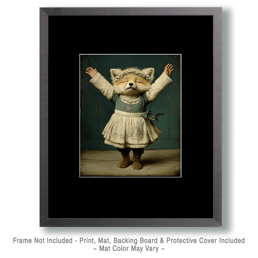 Young Red Fox Dancing Like Nobody's Watching - Anthropomorphic Art