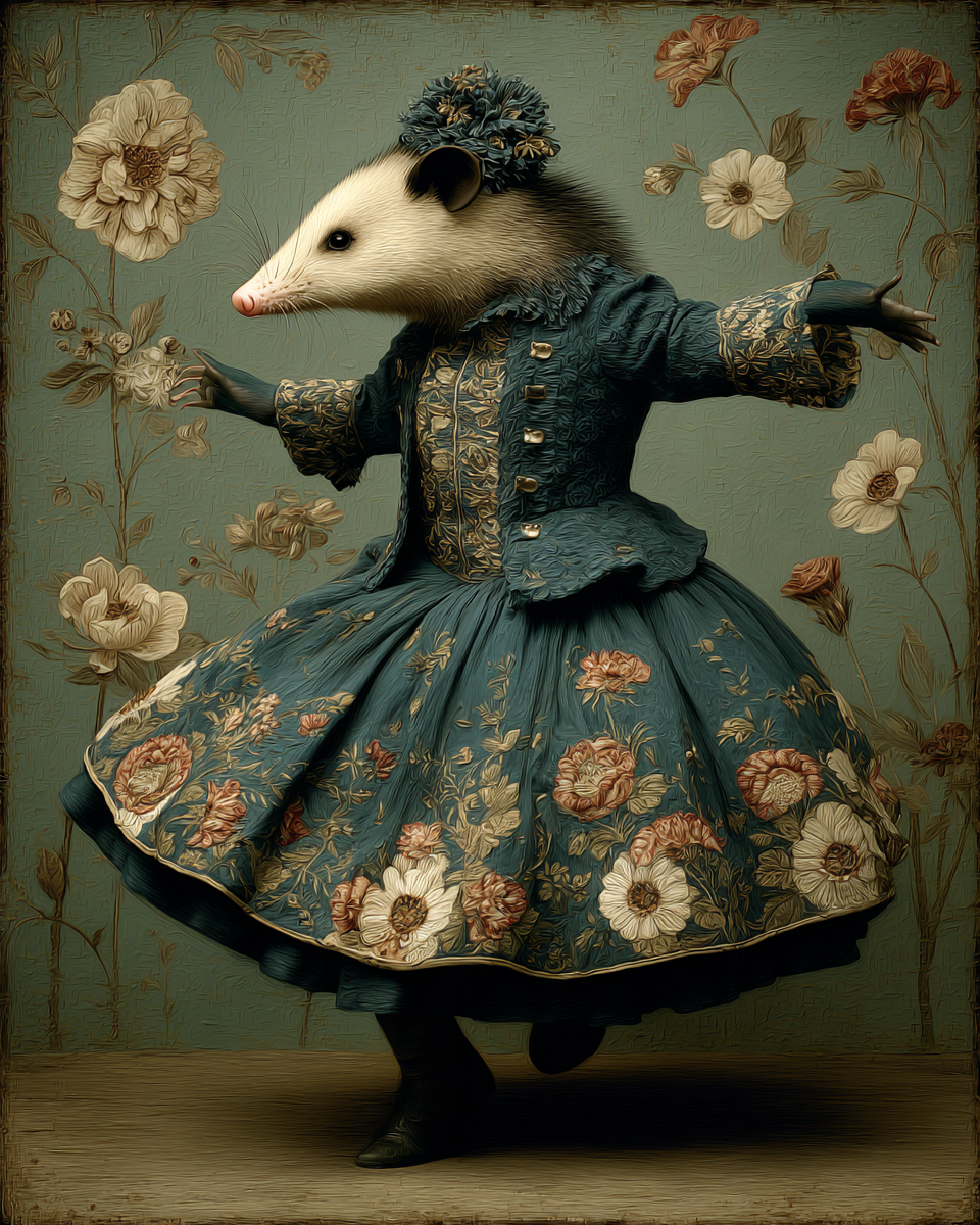 Oppossum Dancing Like Nobody's Watching - Anthropomorphic Art Print