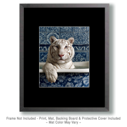 White Tiger in Bathtub - Art for the Bathroom