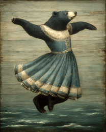 Black Bear Dancing Like Nobody's Watching - Anthropomorphic Art Print