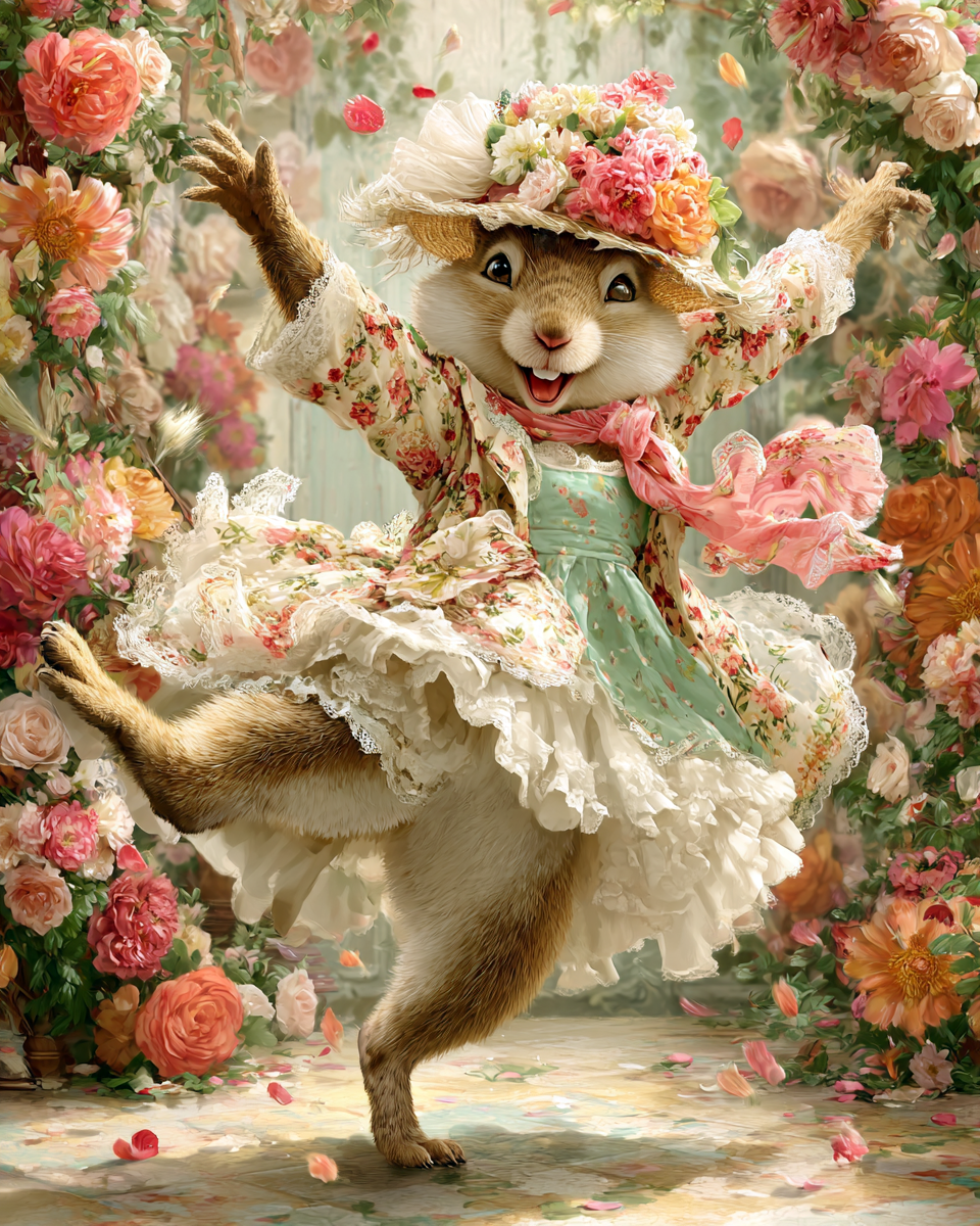 Young Squirrel Dancing Like Nobody's Watching - Anthropomorphic Art Print
