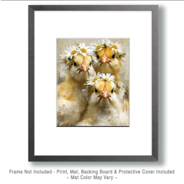Three Biddies with Flower Crowns - Chicken Chics Art