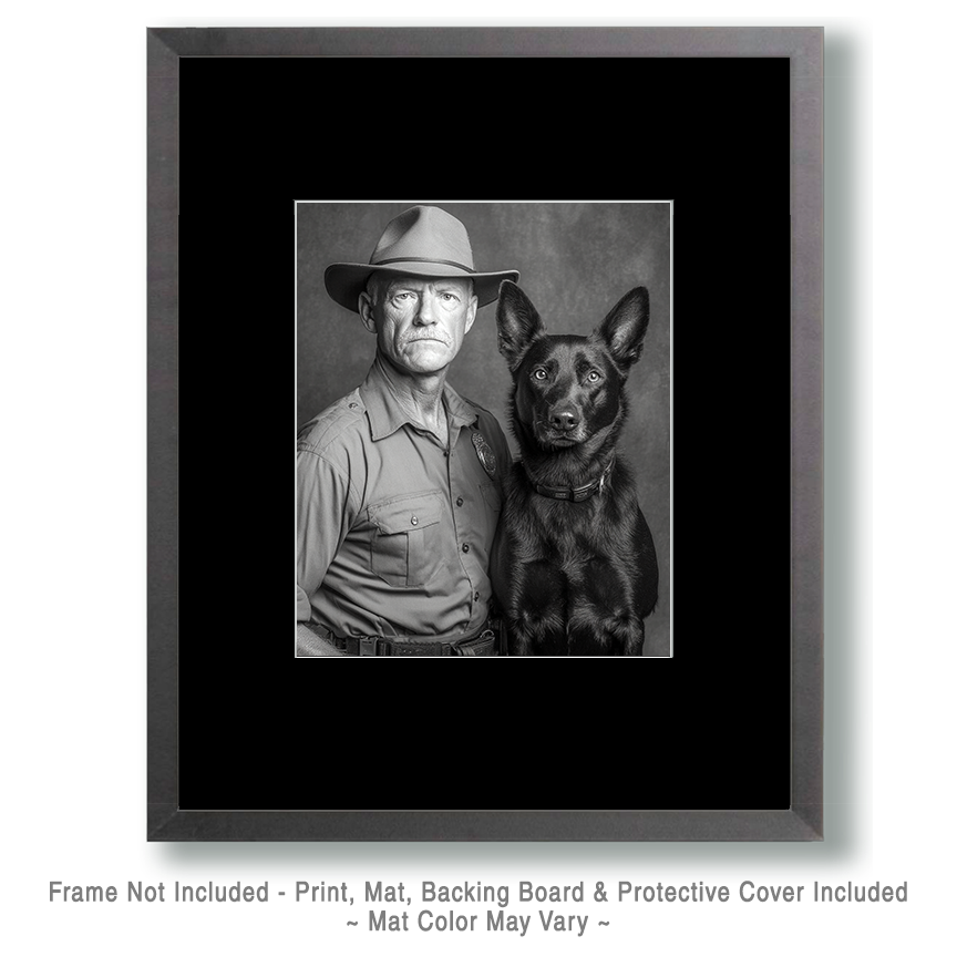 Cole with Rex - Cowboy & His Dog Black & White Art