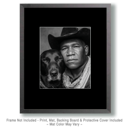 Clay with Colt - Cowboy & His Dog Black & White Art
