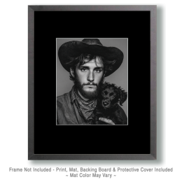 Jesse with Ranger - Cowboy & His Dog Black & White Art