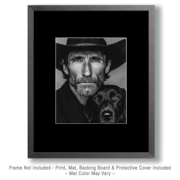 Leroy with Buck - Cowboy & His Dog Black & White Art
