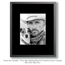 Gary with Spike - Cowboy & His Dog Black & White Art