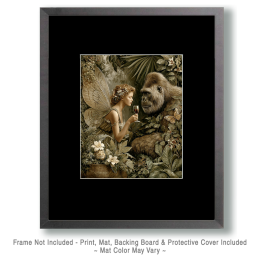 Fairy and Bigfoot Talking Over a Glass of Wine - Artwork of Fairies