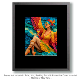 Fairy in Sunglasses Drinking Wine - Artwork of Fairies