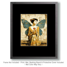 Shy Fairy with Glass of Wine - Artwork of Fairies