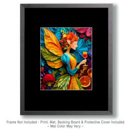 Southern Fairy with Glass of Wine - Artwork of Fairies