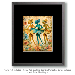 Mixed Media Trio of Fairies Dancing - Fairy Art