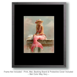 Pink Cowgirl Mermaid - Coastal Art