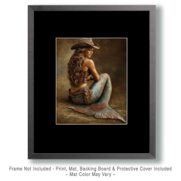 Vintage Cowgirl Mermaid - Coastal Art