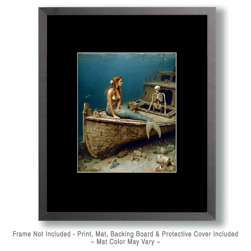 Mermaid Talking to Her Old Beau - Coastal Art