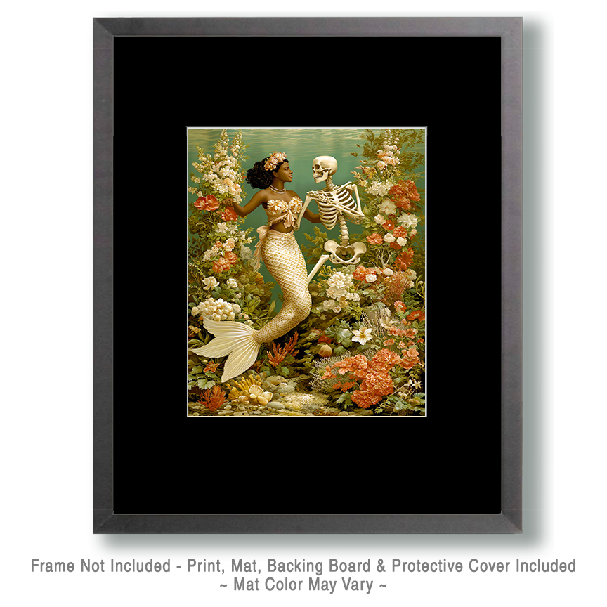 Mermaid Dancing with Her Old Beau - Coastal Art