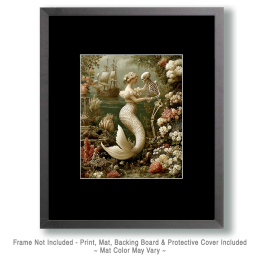 Vintage Victorian Style Mermaid Dancing with Her Old Beau - Coastal Art