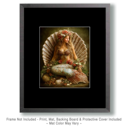Mermaid Princess in Scallop Shell - Coastal Art