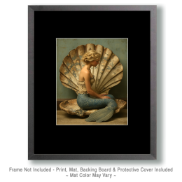 Mermaid Maiden in Scallop Shell - Coastal Art