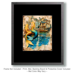 Mermaids on a Dock - Coastal Art