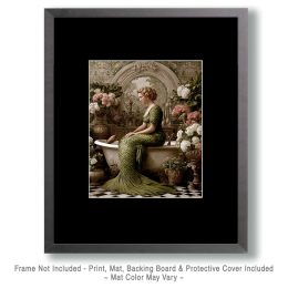 Vintage Mermaid on Bathtub in Victorian Bathroom - Coastal Art