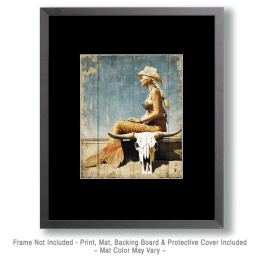 Vintage Cowgirl Mermaid Painting on Old Wood - Coastal Art