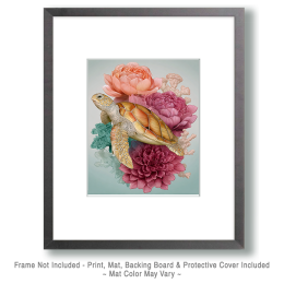 Sea Turtle Floral Still-Life - Ocean Life Art