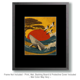 Japandi Whale Surfacing - Ocean Life Art