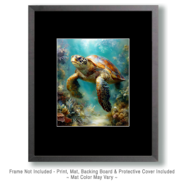Oncoming Sea Turtle - Ocean Life Art