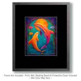 Bright Nouveau Dolphins - Ocean Life Art
