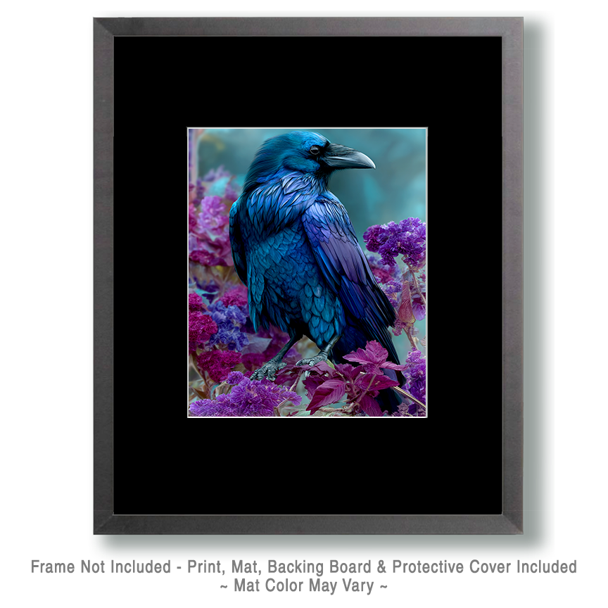 Purple Flowers Raven Art