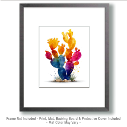 Minimalist Watercolor Prickly Pear Cactus Southwestern Art