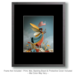 Fairy with American Flag - USA 250 Wall Art - USA 250 Wall Art Print