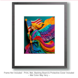 Cut Paper Style Angel Carrying the American Flag - USA 250 Wall Art Print